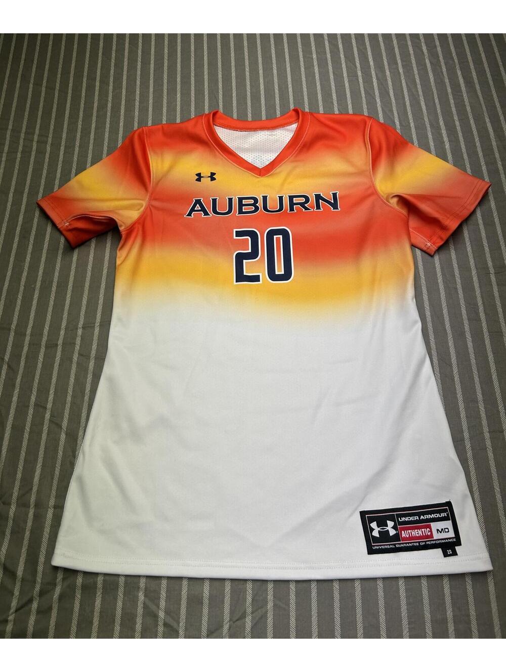 Under Armour Auburn Tigers V-Neck Softball Jersey Women's M Orange #20